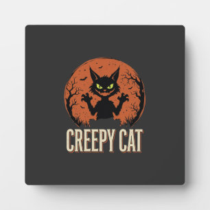 Griezelige Kat Halloween Oude Maan Grafisch Fotoplaat