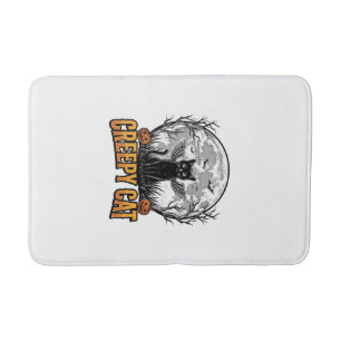 Griezelige kat Halloween Vintage Gravure Ontwerp_1 Badmat