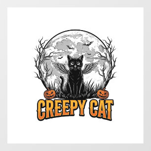 Griezelige Kat Halloween Vintage Gravure Ontwerp_1 Raamsticker