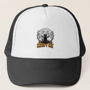 Griezelige Kat Halloween Vintage Gravure Ontwerp_1 Trucker Pet