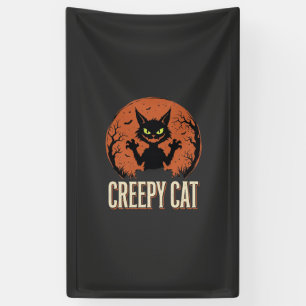 Griezelige Kat Halloween Vintage Maan Grafiek Spandoek