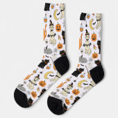 Griezelige Katten Halloween Patroon Sokken (Links)