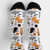 Griezelige Katten Halloween Patroon Sokken (Top)