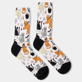 Griezelige Katten Halloween Patroon Sokken (Rechts)