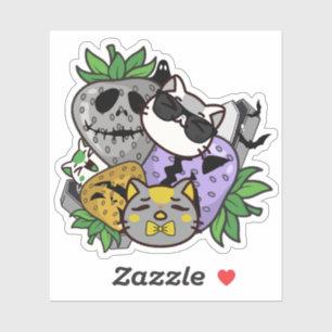 Griezelige Kawaii Halloween Aardbeienkatten Sticker