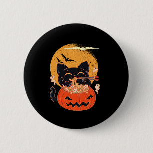 Griezelige Kawaii Kat Eating Worms Ramen Noodles H Ronde Button 5,7 Cm