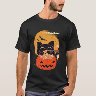 Griezelige Kawaii Kat Eating Worms Ramen Noodles H T-shirt
