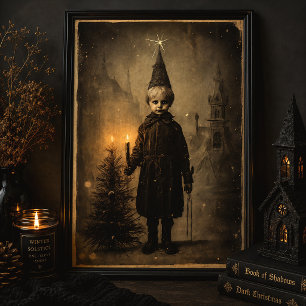Griezelige Kerst Jongen Vintage Gotische Creepmas Poster