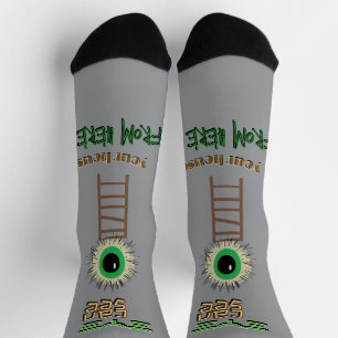 Griezelige kijkende groene oog bemanning sokken