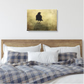 griezelige kraai in mist canvas afdruk (Insitu (Slaapkamer))