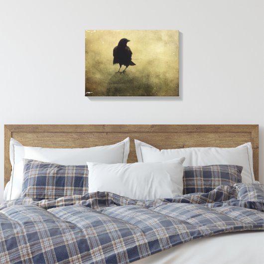 griezelige kraai in mist canvas afdruk (Insitu (Slaapkamer))