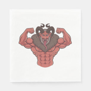 Griezelige Krampus Kerstmis Flexing Spier Fitness Servet