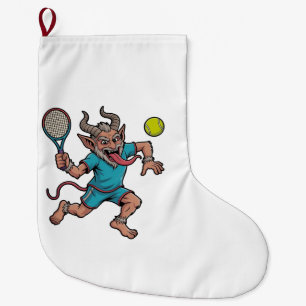 Griezelige Krampus speelt tennis Kerst sport Grote Kerstsok