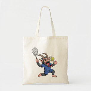 Griezelige Krampus speelt tennis Kerstmis Tote Bag