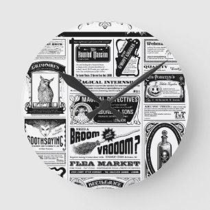 griezelige krant ronde klok