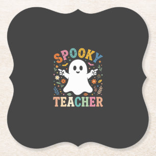 Griezelige leraar Schattig spook Halloween-ontwerp Kartonnen Onderzetters