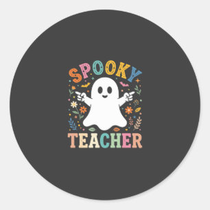 Griezelige leraar Schattig spook Halloween-ontwerp Ronde Sticker