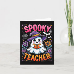 Griezelige leraar Schattig spook leest boek Grappi Kaart