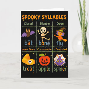 Griezelige Lettergrepen Leraar Grappig Halloween O Kaart