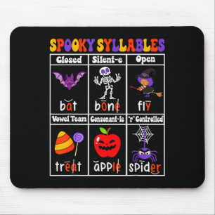 Griezelige lettergrepen leraar grappig Halloween o Muismat