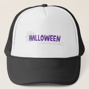 Griezelige lettering met paarse Halloween-sfeer Trucker Pet