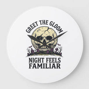 Griezelige Maan Schedel Halloween Grafische Shirt_ Grote Klok