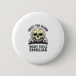 Griezelige Maan Schedel Halloween Grafische Shirt_ Ronde Button 5,7 Cm