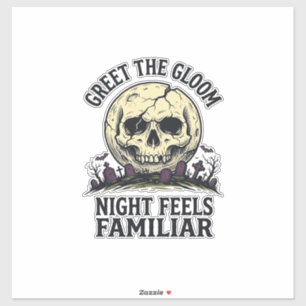 Griezelige Maan Schedel Halloween Grafische Shirt_ Sticker
