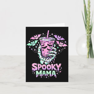 Griezelige mama pastel goth skelet hand koffie moe kaart