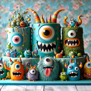 GRIEZELIGE MONSTERS CAKE KINDEREN VERJAARDAG KAART