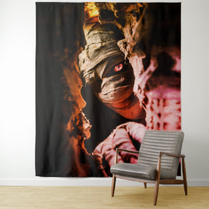 Griezelige Mummie Muurkunst – Donkere Horror Portr Wandkleed