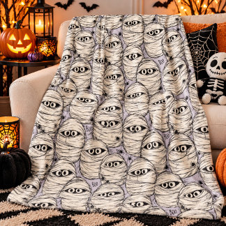 Griezelige Mummie Ogen Halloween Patroon Fleece Deken