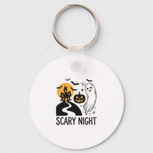 Griezelige Nacht Halloween Spokenhuis Spook Ontwer Sleutelhanger