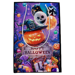 Griezelige Neon Gloed Happy Halloween Pompoen Gesc Medium Cadeauzakje