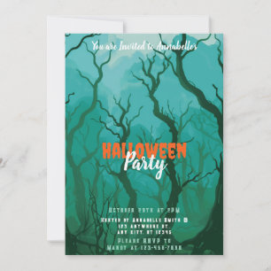 Griezelige Nevelige Bos Halloween Feest Kaart