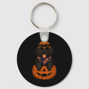 Griezelige Newfoundlandse hond pompoen Halloween N Sleutelhanger