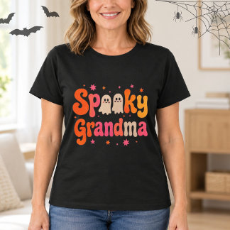 Griezelige oma Halloween Lieve Geesten Retro Lette T-shirt