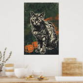 Griezelige Ondode Zombie Kat Poster (Keuken)