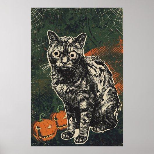 Griezelige Ondode Zombie Kat Poster (Voorkant)