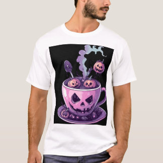 Griezelige Paarse Pompoenbrouwkoffiemok Halloween T-shirt