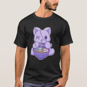 Griezelige Pastel Goth Kat Eet Halloween Ramen Noo T-shirt