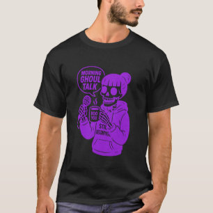 Griezelige Podcast Skelet Koffie Goth Meisje T-shirt