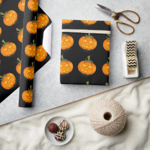 Griezelige Pompoen Halloween Cadeaupapier