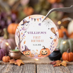 Griezelige Pompoen Halloween Verjaardag Ronde Sticker