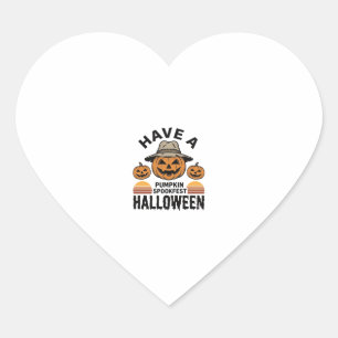 Griezelige Pompoen Halloween Vintage Gravure Shirt Hart Sticker