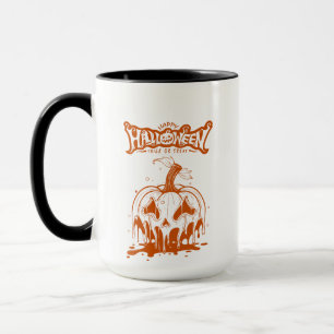 griezelige pompoen Halloween wit oranje Mok