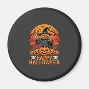 Griezelige Pompoen Heks Fijne Halloween Vectorontw Magneet