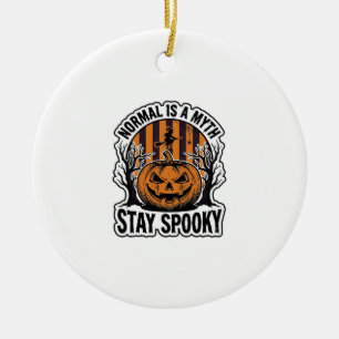 Griezelige Pompoen Heks Vintage Gravure Halloween Keramisch Ornament