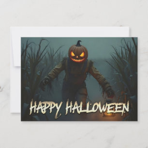 Griezelige Pompoen Hoofd Halloween Scène