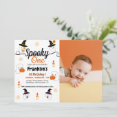 Griezelige pompoen kinderen halloween verjaardagsf kaart (Staand voorkant)